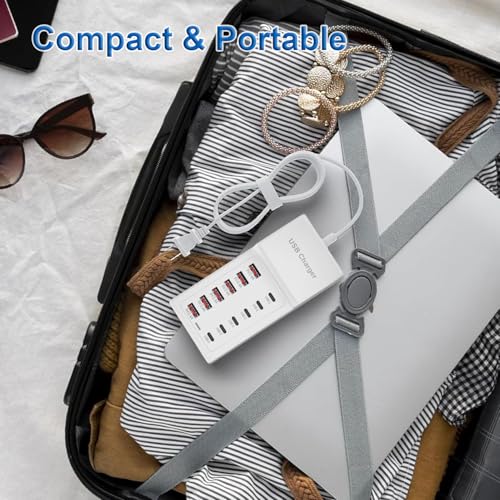 USB Charging Station 50w10A 12 Ports Multiple Charging Block, USB C Strip for iPhone 13/14/15/16/17/Smartphone/Tablet/Watch/Headphones and Multiple Charger Plug - size: 50W 12 Port
