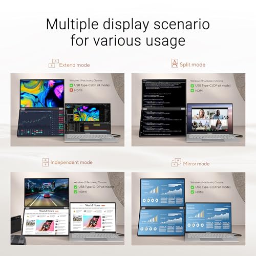 ASUS ZenScreen Duo OLED 360° Foldable Portable Monitor (MQ149CD) - Dual 14-inch, 16:10, 1920x1200, DisplayHDR400 True Black, 100% DCI-P3, Delta<2, Dual USB-C, Mini-HDMI, Kickstand, 3 yr Warranty - style: 14" Duo OLED Fodable USB-C