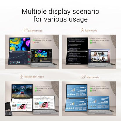 ASUS ZenScreen Duo OLED 360° Foldable Portable Monitor (MQ149CD) - Dual 14-inch, 16:10, 1920x1200, DisplayHDR400 True Black, 100% DCI-P3, Delta<2, Dual USB-C, Mini-HDMI, Kickstand, 3 yr Warranty - style: 14" Duo OLED Fodable USB-C