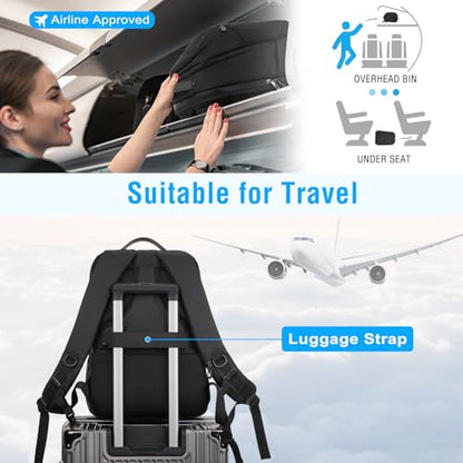 MOSISO 15.6-16 inch Waterproof Laptop Backpack with USB Charging Port & Front Wet & Dry Pocket, Business Commute Backpack, 16 inch Laptop Bag Casual Daypack for College Work Business, Black