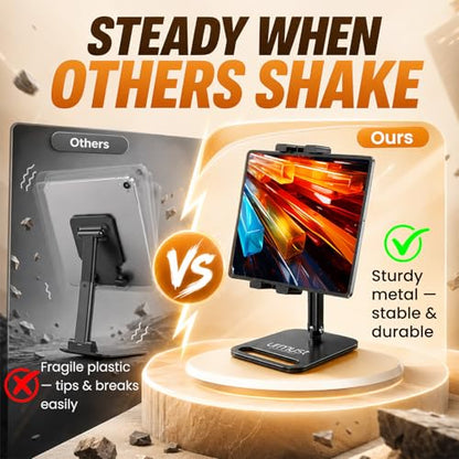 Urmust Portable Monitor Stand for 10-18.5 Inch Screens, Weighted Metal Base | Stable weighted base, foldable arm, adjustable viewing angle, ideal for laptop second screen, home office and travel - size: Single-arm