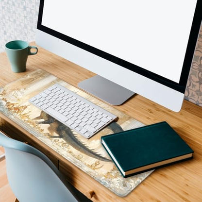 Fantasy Beast Desk Pad Mouse Pad Golden Palace Epic Dragon Large Gaming Mouse Mat with Stitched Edges,Non-Slip Waterproof Rubber Base Mous Mat Office Computer Keyboard Laptop Home 31.5"x11.8" - color: Fantasy Beast, size: 11.8"L x 31.5"W