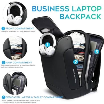BANGE Anti-Theft Backpack with USB Charging Port 17.3 Inch Business Laptop Backpack - color: Black(no Usb and Lock), size: without lock and usb