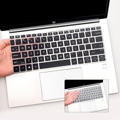 2-Pack Keyboard Cover for 2025-2022 HP EliteBook 830 835 840 845 1040 G9 G10 13.3 14 inch Laptop Accessories Keyboard Protective Skin (Not fit 830 840 845 1040 G8 G7 G6 G5 G4 G3)-Black+Clear - color: Black+Clear