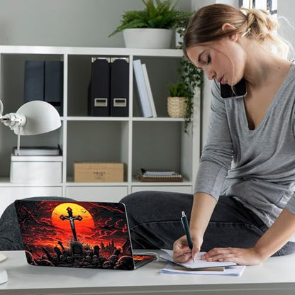 Laptop Skin Sticker Decal 12" 13" 13.3" 14" 15" 15.6",Waterproof Scratch Resistant Vinyl,Reusable Easy to Apply,for MacBook HP Dell Notebooks Netbooks Laptop,2 Wrist Pads,Cross Blood Moon - color: Cross Blood Moon