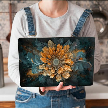 Universal Laptop Skin Sticker with 2 Wrist Pad Skins, Waterproof Scratch Resistant Vinyl Laptop Cover Decal, Cut to Fit for 11–15.6 Inch MacBook HP Dell Lenovo, Fractal Flowers - color: Fractal Flowers