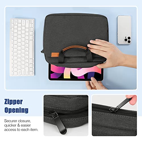 MoKo 13 Inch Tablet Sleeve Case with Multi-Pockets & Shoulder Strap | Fits iPad Pro 13-inch M5, iPad Air 13-inch M4, iPad Pro 12.9 M2/M1, Surface Laptop Go 12.4 and Tab S8+/S9+ 12.4, Black&Gray - color: Black & Gray, size: 12.9 Inch