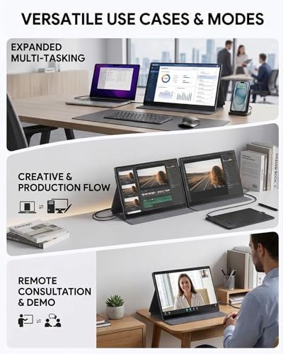KOOFORWAY 15.6" FHD Portable Monitor Touchscreen for Laptop | 10-Point Touch FHD IPS screen with dual speakers, protective case & stand. For Laptop PC Phone Gaming