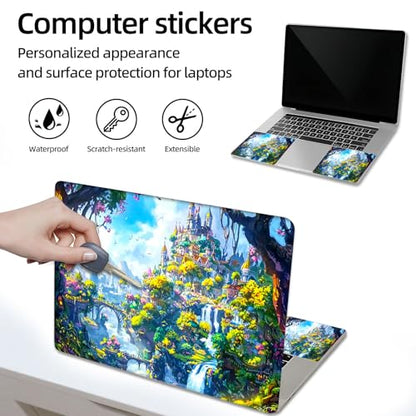 Aesthetic Laptop Skin Sticker, Enchanted Castle in Forest Waterproof Vinyl Laptop Decal, Removable Bubble Free, Reusable Protective Cover for 13 14 15 15.6 Inch - color: Enchanted Castle in Forest