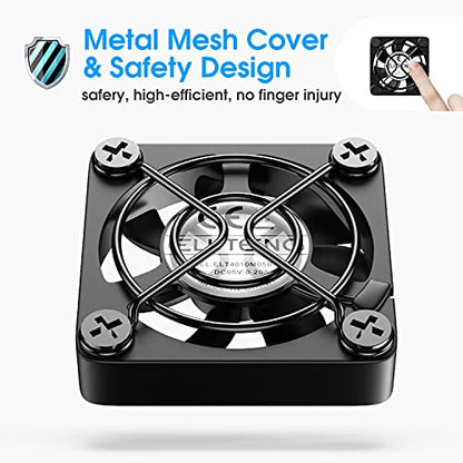 ELUTENG Dual 40mm USB Fan with 3 Speeds Adjustable 5V PC Fan Max 5500RPM | 40mm * 40mm * 25mm Mini Case Fan Quiet Computer Fan Compatible for PC, TV Box, Router, Xbox, PlayStation - size: 40mm