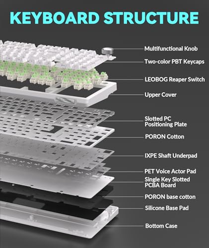 SOLAKAKA KI99 Pro 96% Wireless Mechanical Keyboard, RGB Gaming Keyboard, Hot-Swappable Pre-Lubed Switches, Gasket Structure Creamy Keyboards (Contour-Style White, Non-Silent Version) - color: Contour-Style White, size: Non-Silent Version
