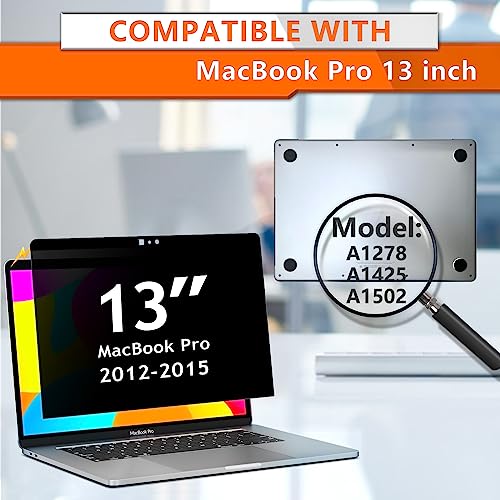ZOEGAA Privacy Screen MacBook Pro 13 Inch (2012-2015), Magnetic Removable Anti Blue Light Filter Laptop Privacy Screen Protector with Camera Cover for MacBook 13'' Model (A1278, A1425, A1502) | 1 Install Ways; Anti Bule Light/Glare; Camera Cover; Compatib