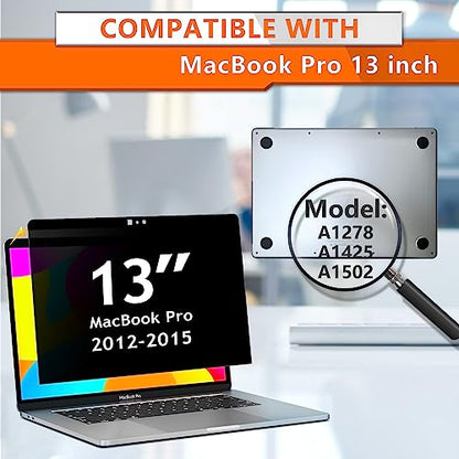 ZOEGAA Privacy Screen MacBook Pro 13 Inch (2012-2015), Magnetic Removable Anti Blue Light Filter Laptop Privacy Screen Protector with Camera Cover for MacBook 13'' Model (A1278, A1425, A1502) | 1 Install Ways; Anti Bule Light/Glare; Camera Cover; Compatib