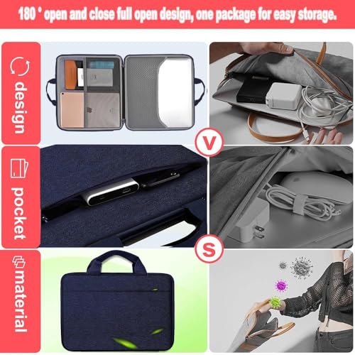 Hseok Laptop Case 13.3-14 inch Sleeve, TSA Computer Handbag Water-Resistant and Shockproof Bag Compatible with MacBook Pro/Neo 14", Mac Air/Pro 13.3" and 13"-14" Notebooks Chromebooks,Blue - color: Blue