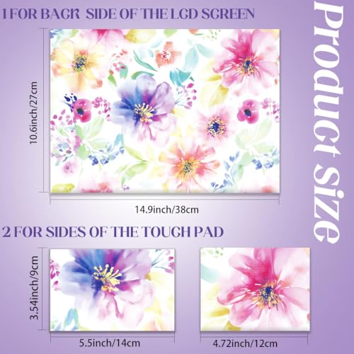 SUPERDANT Watercolor Flowers Laptop Skin Sticker Decal Plant Universal Laptops Notebook Skin Sticker 12 13 13.3 14 15 15.4 15.6 Inches Vinyl Laptop Cover Stickers Notebook Protector Pink Purple - color: Pink+Purple