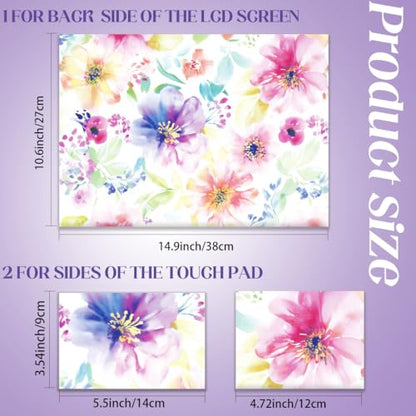 SUPERDANT Watercolor Flowers Laptop Skin Sticker Decal Plant Universal Laptops Notebook Skin Sticker 12 13 13.3 14 15 15.4 15.6 Inches Vinyl Laptop Cover Stickers Notebook Protector Pink Purple - color: Pink+Purple