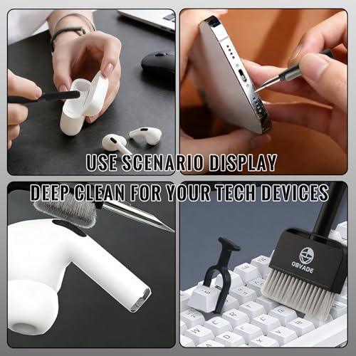 Keyboard Cleaner & Laptop Cleaning Kit - 9-in-1 Electronics Cleaning Brush Set with Keycap Puller, Screen Cleaner, Earbud Cleaner Pen for Computer, PC Monitor, MacBook, Phone, Airpods (White) - color: White