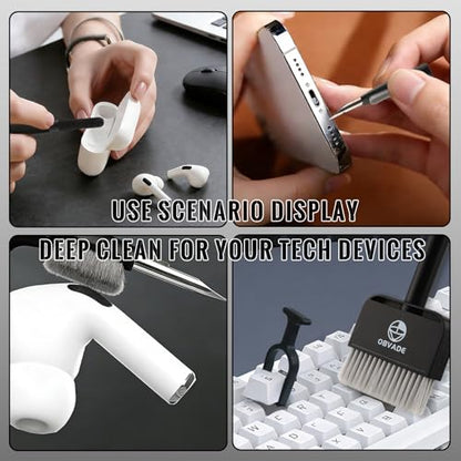 Keyboard Cleaner & Laptop Cleaning Kit - 9-in-1 Electronics Cleaning Brush Set with Keycap Puller, Screen Cleaner, Earbud Cleaner Pen for Computer, PC Monitor, MacBook, Phone, Airpods (White) - color: White