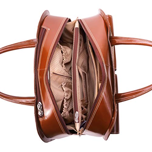 McKlein DAVIS, Top Grain Cowhide Leather, 15" Leather Vertical Wheeled Ladies' Laptop/Computer & Tablet Business Briefcase Bag/Women's Rolling Overnight Travel Bag, Removable trolley case