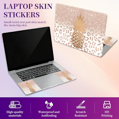 Laptop Skin Sticker Laptop Cover for 12" 13" 13.3" 14" Laptop Stickers,Reusable Skin Sticker Cover Personalized Art Waterproof & Scratch-Resistant Protector Case,Rose Gold Marble Pineapple - color: Rose Gold Marble Pineapple