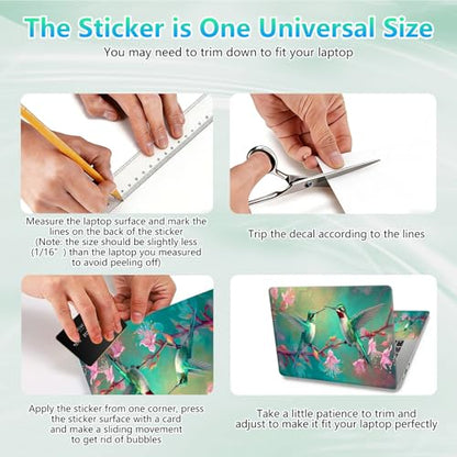 Laptop Skin Sticker Decal 12"-15.6" Universal Laptop/Notebook/Netbook Vinyl - Waterproof Scratch Resistant,Fits HP Dell Lenovo MacBook,2 Free Wrist Pads,Easy Apply & Remove,Green Hummingbird Flower - color: Green Hummingbird Flower