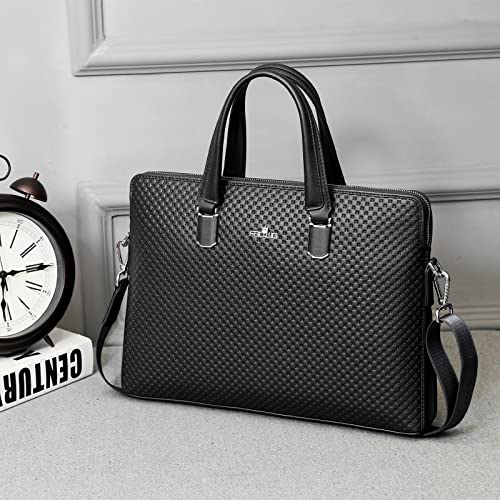 FSD.WG]Business Bag Leather Briefcase Shoulder Laptop Business Bag for Men - color: Black