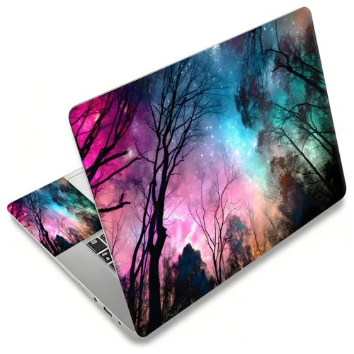 Laptop Skin Sticker Decal, Universal Reusable Vinyl Laptop Cover for 12" 13" 13.3" 14" 15" 15.4" 15.6" Notebook PC, Reusable Waterproof Scratch-Resistant with 2 Wrist Pads,Galaxy Forest Tree - color: Galaxy Forest Tree