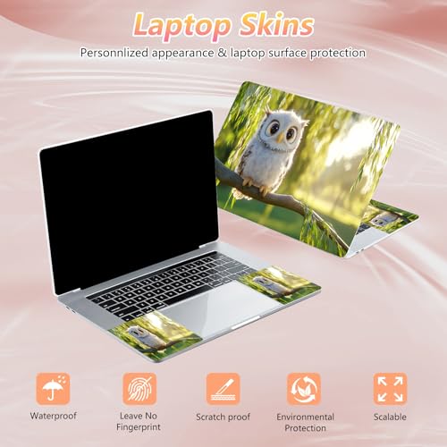 Laptop Skin Sticker Decal 12" 13" 13.3" 14" 15" 15.6",Waterproof Scratch Resistant Vinyl,Reusable Easy to Apply,for MacBook HP Dell Notebooks Netbooks Laptop,2 Wrist Pads,Cute Owl Tree - color: Cute Owl Tree