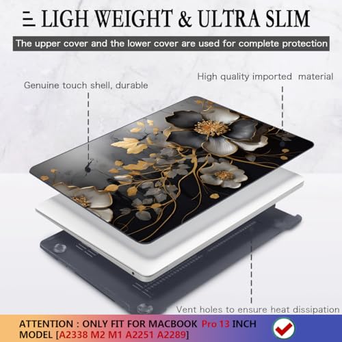 CISSOOK Compatible with MacBook Pro 13 inch M2 M1 Case 2025-2020 | A2338 A2251 A2289 Model with Touch Bar, Plastic Flower Hard Shell &Keyboard Cover&Screen Protector, Abstract Oil Painting - color: Pro13inch-Abstract oil painting