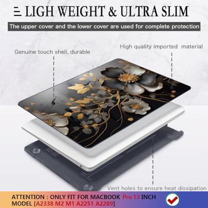 CISSOOK Compatible with MacBook Pro 13 inch M2 M1 Case 2025-2020 | A2338 A2251 A2289 Model with Touch Bar, Plastic Flower Hard Shell &Keyboard Cover&Screen Protector, Abstract Oil Painting - color: Pro13inch-Abstract oil painting