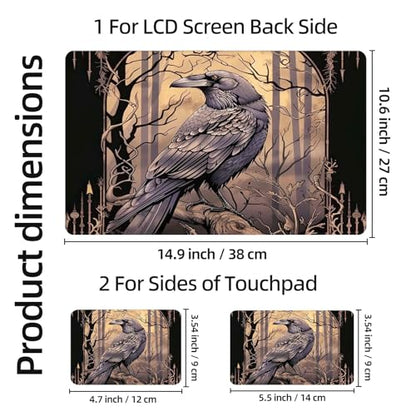Aesthetic Laptop Skin Sticker, Raven in Spooky Forest Waterproof Vinyl Laptop Decal, Removable Bubble Free, Reusable Protective Cover for 13 14 15 15.6 Inch - color: Raven in Spooky Forest
