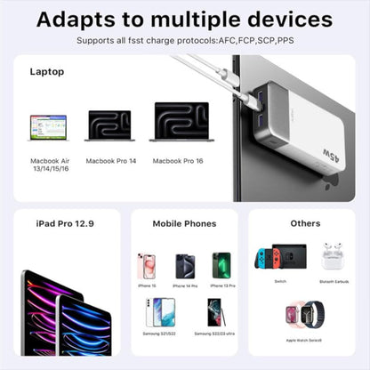 JUOVI Portable Charger 45W 20000mAh Fasting Charging Power Bank | USB C Portable Phone Charger, Battery Pack with PD 3.0 & QC 4.0 for Samsung S26/25/24 iPhone 17/16/15/14/13 Series - color: White