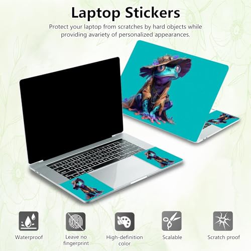 Laptop Skin Sticker Decal, Universal Reusable Vinyl Laptop Cover for 12" 13" 13.3" 14" 15" 15.4" 15.6" Notebook PC, Waterproof Scratch-Resistant with 2 Wrist Pads, Easy to Apply & Remove,Art Frog - color: Art Frog