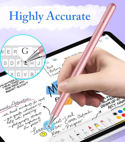 Stylus Pen for Touchscreen, Kenkor 2 in 1 Active iPad Pencil - Pink+ Silver | Active Stylus Pen for Nintendo Switch 2/ iPad/iPhone/Android/Samsung Galaxy/Huawei/Lenovo/Microsoft Surface, Touchscreens Pen - color: Pink+Silver