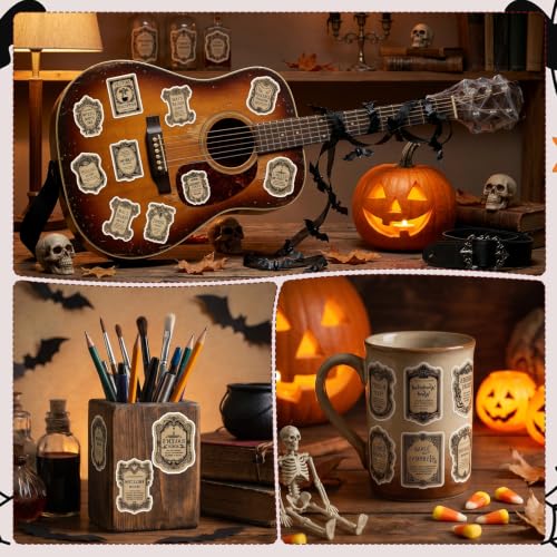 100 Pcs Halloween Potion Labels Stickers Magic Potion Stickers | Hallowenn Potion Wine Bottle Stickers, Retro Vintage Design, Waterproof, Vinyl Decals for Scrapbook Luggage Laptop Journal - style: Halloween Potion