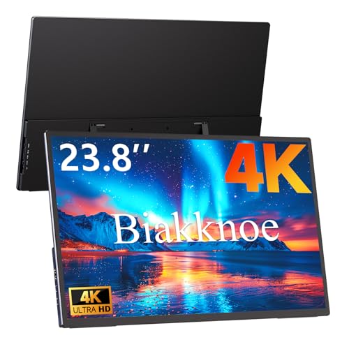 23.8" 4K Portable Monitor, UHD 3840x2160 IPS 400nits 100% sRGB Calibrated Color Gaming Monitor, USB-C HDMI Laptop Screen Extender with Speakers for Desktop, MacBook, PS5, Xbox, Switch