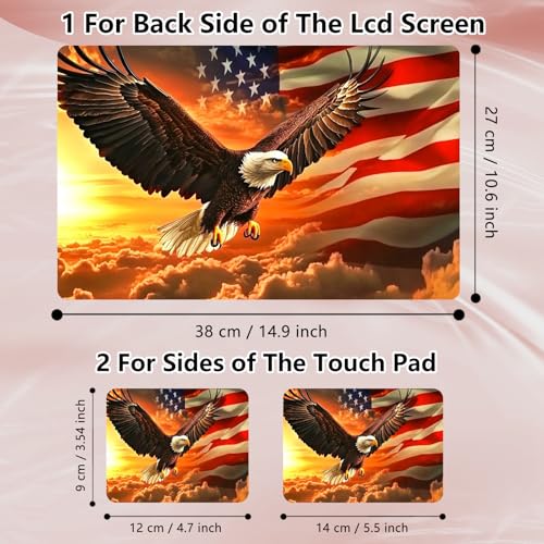 Laptop Skin Sticker Decal 12" 13" 13.3" 14" 15" 15.6",Waterproof Scratch Resistant Vinyl,Reusable Easy to Apply,for MacBook HP Dell Notebooks Netbooks Laptop,2 Wrist Pads,Flag Eagle Dusk - color: Flag Eagle Dusk