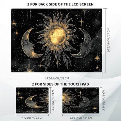 Universal Laptop Skin, DIY Cut-to-Fit Vinyl Cover Compatible with HP, Dell, Lenovo, Mac (13.3" to 15.6"), Anti-Scratch, No Residue & Bubble-Free Protective Decal Sticker, Celestial Sun Moon - color: Celestial Sun Moon