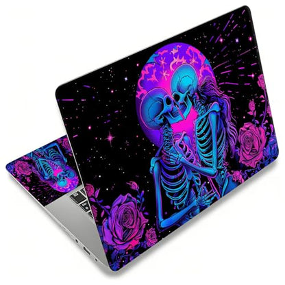 Laptop Skin Sticker for 12.1”-15.6“ Laptops (Fits 13”, 13.3”, 14”, 15”, 15.4”) | Protective Universal Reusable Vinyl Art Decal Cover | Waterproof & Scratch-Resistant-Skeletons in Love Purple - color: Skeletons in Love Purple