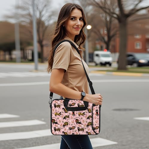 10 inch Messenger Bag Carrying Case with Handle Accessory Pocket Fits 7 to 10-Inch Laptops/Notebook/Kids Tablet (7-10.2 inch, Flowers Cats) - color: Flowers Cats, size: 7-10.2 inch