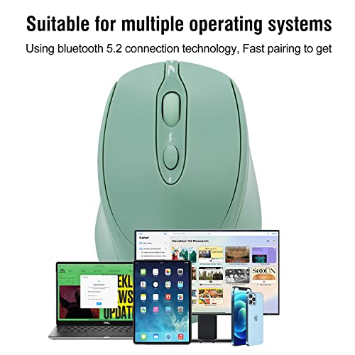 Bluetooth Mouse,Rechargeable Wireless for Laptop/iPad/MacBook Pro/Air, Silent Mouse Portable Slim for Surface Pro/PC/Lenovo/Samsung Tablet (Light Green) - color: Light Green