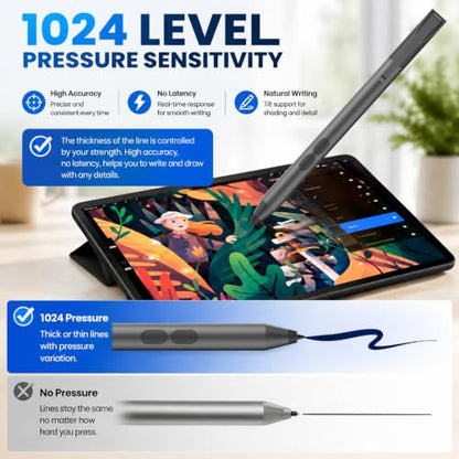 Active Pen for Dell 2-in-1 Touchscreen Laptop, MPP Stylus, Palm Rejection | 1024 Pressure Level, Palm Rejection, Dual Shortcut Buttons, 2500-Hour Battery for Inspiron 5379/7586, Latitude 3190/3390/7230 - color: Black