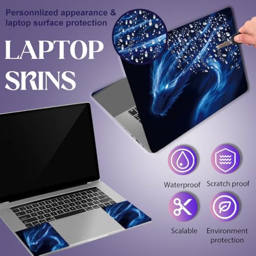 SUPERDANT Laptop Skin Sticker Blue Dragon Laptop Decals Personalized Universal Notebook Computer Wrap Vinyl Skin Stickers Cover Art Decal Removable 12-15.6 Inch Waterproof Scratch-Resistant Gifts