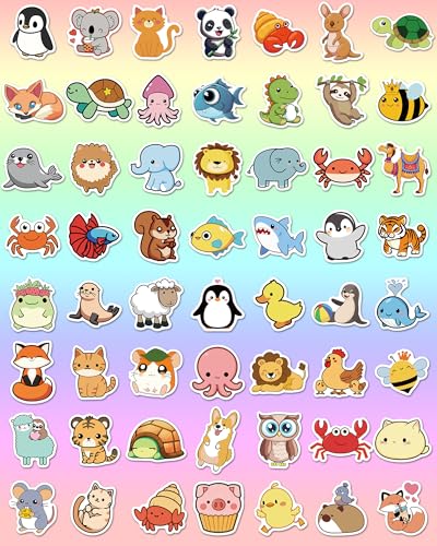 200 Pcs Animal Stickers for Kids, Cute Water Bottle Stickers, Party Favors | Vinyl Waterproof Kid Sticker Pack, Kids Classroom Prizes for Elementary Students, Goodie Bags Stuffers for Kids - style: 200 Pcs