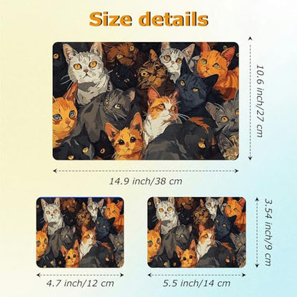 Universal Laptop Skin Sticker with 2 Wrist Pad Decals, 3-Piece Removable Vinyl Laptop Cover, Art Cats Waterproof Anti-Scratch, Easy-Trim Fit for 13.3" 14" 15.6" Laptops - color: Art Cats