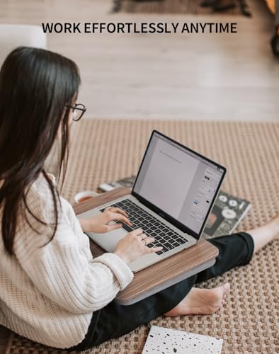 ZEAPTAC Portable Lap Laptop Desk with Pillow Cushion, Fits up to 15.6 inch Laptop, Lap Stand for Bed & Couch & Carpet, Book Tablet/Drawing Board/Computer Laptop Stand - Dark Brown Wood - color: Dark Brown Wood