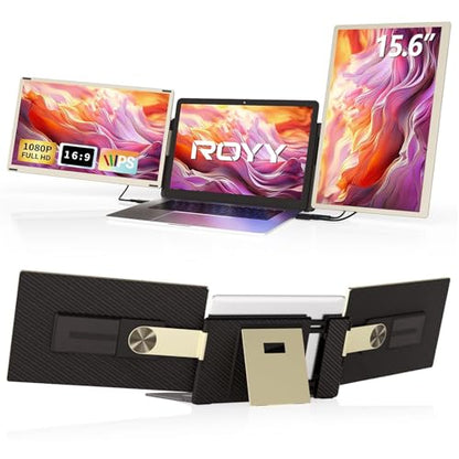 ROYY Laptop Screen Extender Double Monitor - 15.6" Detachable Portable Computer Monitor, FHD 1080P IPS 235 Degrees Rotation Extra Screen Compatible with Mac Wins Dex Chrome Fits 13-17" Laptop - size: 15.6" Screen Extenders