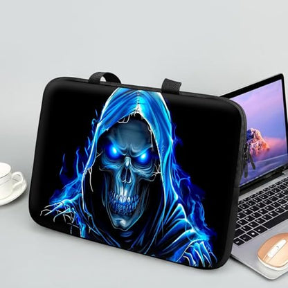 14 15 15.4 15.6 inch Laptop Handle Bag Computer Bag, Pouch Holder Notebook Sleeve Cover Soft Case Compatible for Dell,Lenovo,Toshiba HP, Asus Notebook-Blue Skull - color: Blue Skull