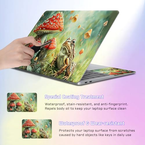 Universal Laptop Skin Sticker Decal, Compatible with MacBook HP Dell Lenovo 12"-15.6", Reusable Vinyl Notebook Cover 3PCS Set, High-Recognition Film-Red Mushroom Frog - color: Red Mushroom Frog