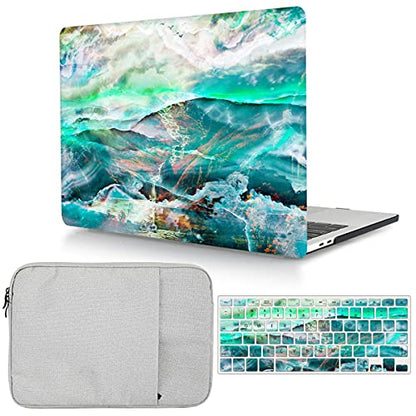 Case Compatible with MacBook Pro 13 inch 2012 2011 2010 2009 2008 Release with CD-ROM, Plastic Hard Shell Cover & Sleeve Bag & Keyboard Cover Skin for MacBook Pro 13 A1278,Green Landscape - color: Green Landscape, size: A1278(Pro 13 w/CD-ROM 2008-2012)